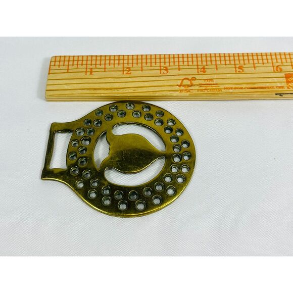 19th Century Brass Horse Harness Medallion Tulip Parade - Picture 8 of 9